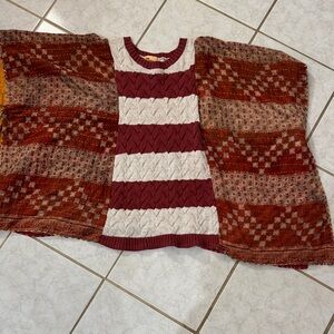 Custom made top with a sweater and cape sleeves.